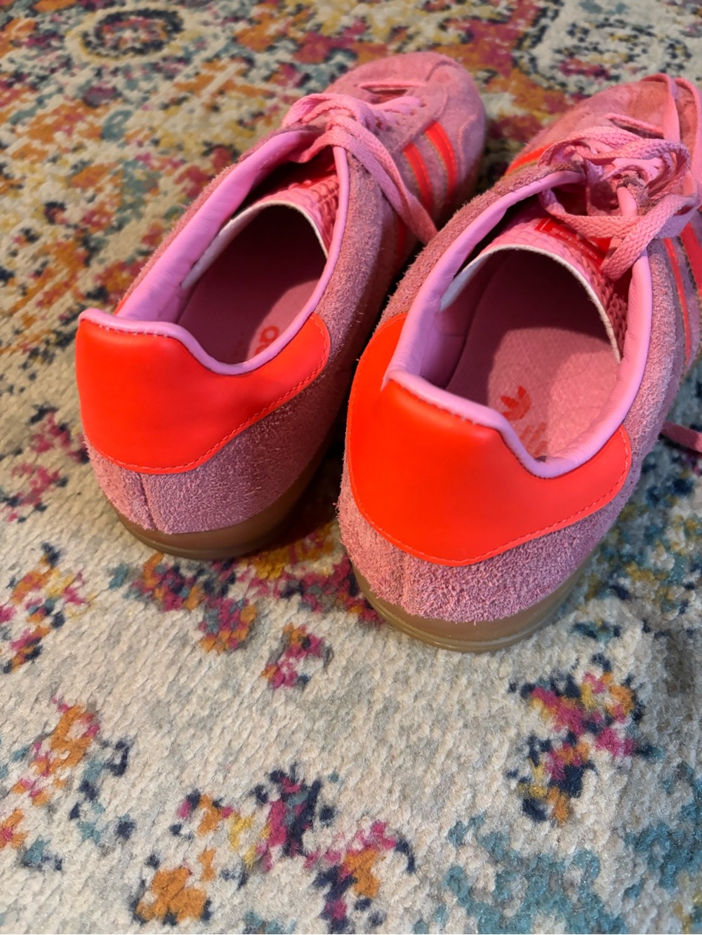 Shoes: Adidas Gazelle Pink with Coral Stripe Accents. Size Men's 11. - Picture 3 of 3
